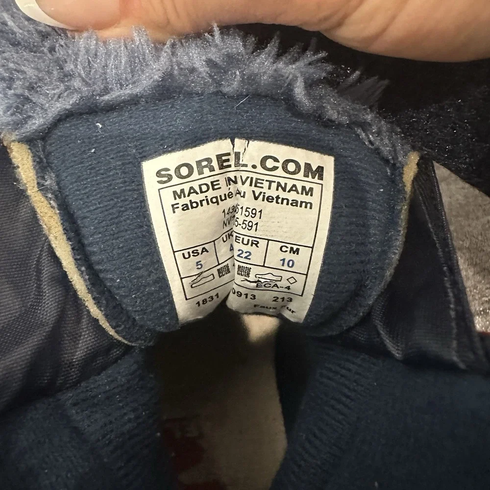 Sorel Toddler Commander Snow Boots Size 5 US Toddler Blue Red Hook And Loop